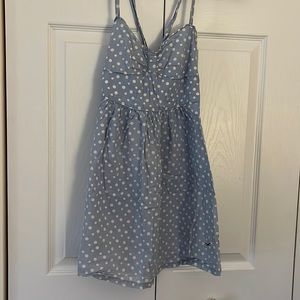 Y2K Blue & White Polka Dot Hollister Spaghetti Strap Dress
